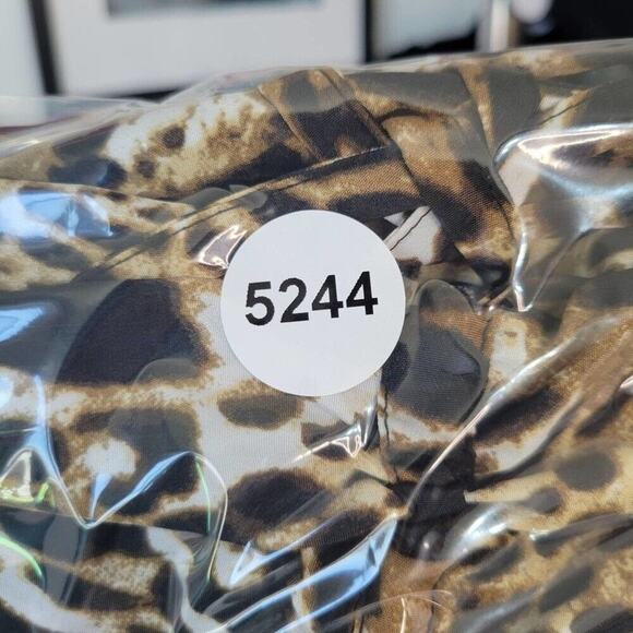 Larry Levine Womens Size L Leopard Print Long Sleeve Waist Tied Dress - Picture 8 of 9